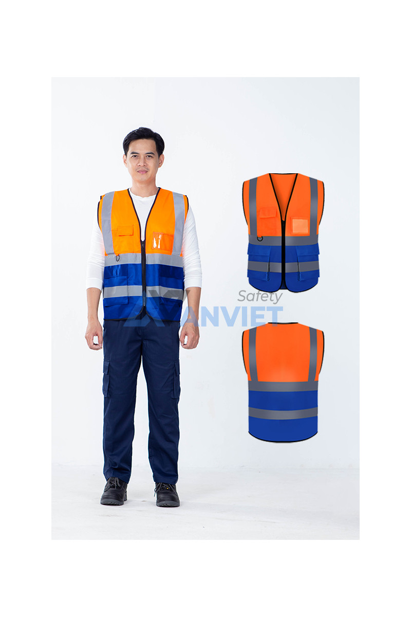 Màu cam phối xanh dương