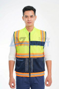 Áo gile phản quang Delta phối lưới cao cấp AV79, Size L - Màu vàng neon