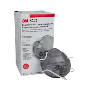 Khẩu trang 3M 8247 có than hoạt tính khử mùi, lọc bụi tốt H109