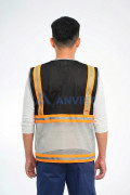 Áo gile phản quang Delta phối lưới cao cấp AV79, Màu xám - Size L