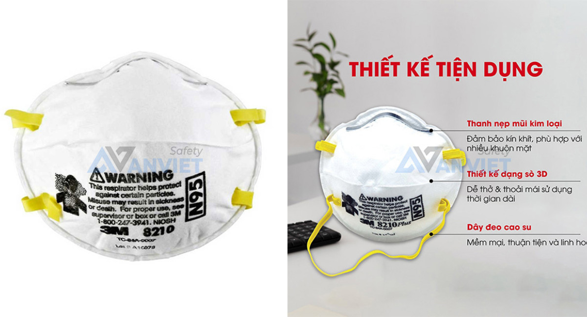 Khẩu trang 3M 8210 N95, chống bụi hiệu quả H107