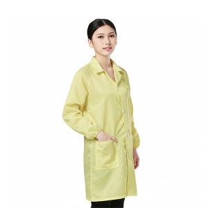 Áo choàng phòng sạch chống bụi, chống tĩnh điện S120, Size M - Màu vàng cúc cài
