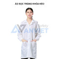 Áo choàng phòng sạch chống bụi, chống tĩnh điện S119, Size M - Màu trắng cúc cài