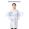Áo choàng phòng sạch chống bụi, chống tĩnh điện S119, Size M - Màu trắng cúc cài