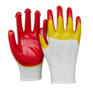 Găng tay phủ cao su 2 lớp vàng đỏ T154