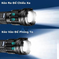Đèn pin LED cầm tay siêu sáng chống nước nhẹ, chiếu xa, nhiều chế độ sáng D100