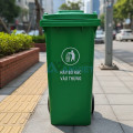Thùng rác nhựa HDPE 120L có nắp đậy, bánh xe di chuyển R109