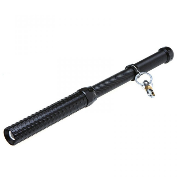 Đèn pin chiếu xa siêu sáng, kết hợp gậy tự vệ, chống nước chống sốc D104