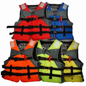 Áo phao cứu hộ phản quang an toàn kèm còi và chịu trọng lượng lớn trên 75kg L107, Màu đỏ