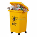 Thùng rác nhựa HDPE 60L 4 bánh, màu vàng R103