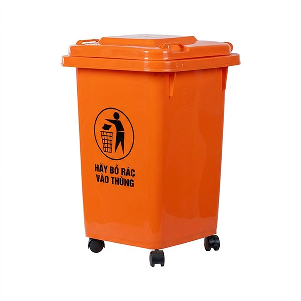 Thùng rác nhựa HDPE 60L màu cam R104