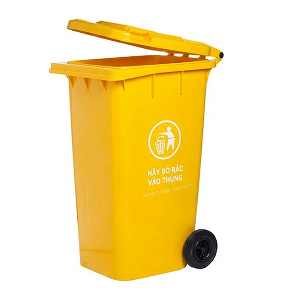 Thùng rác nhựa HDPE 100L màu vàng R107