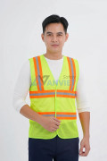 Áo gile lưới phản quang hai màu cao cấp AV35, Màu xanh chuối