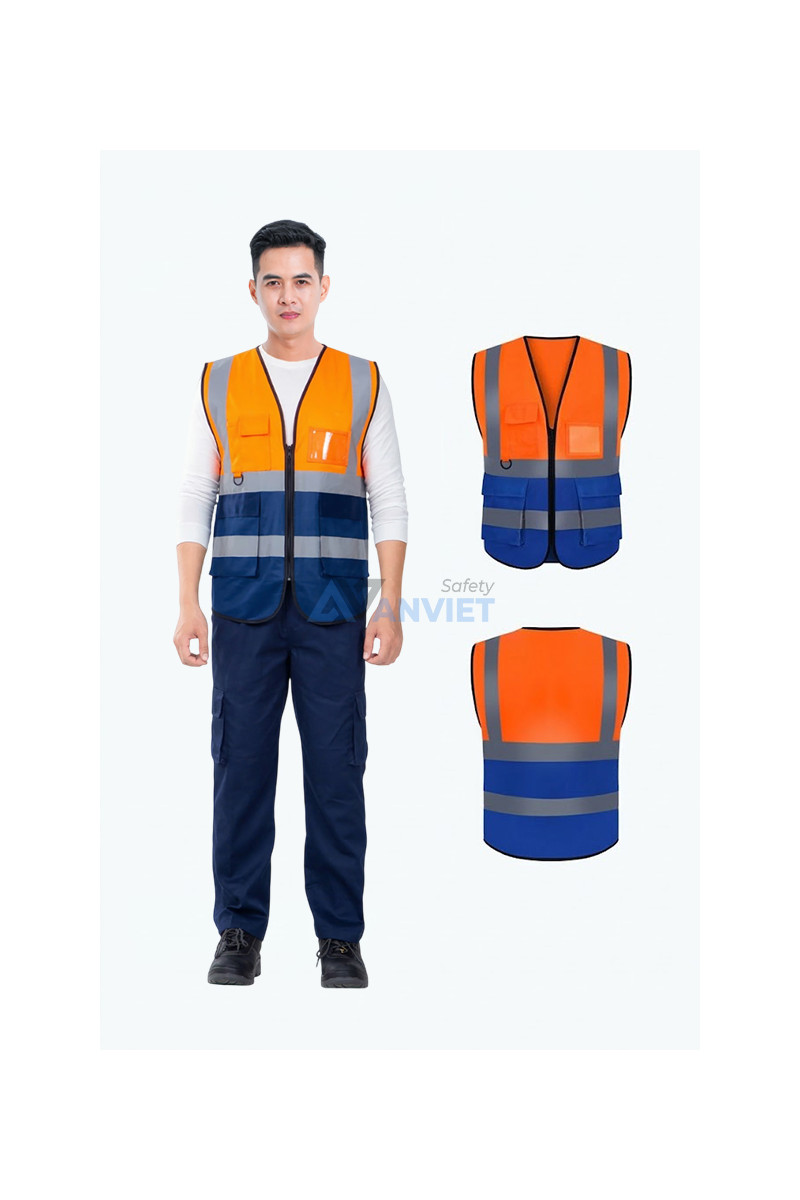 Màu cam phối xanh dương