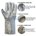 Găng tay chịu nhiệt công nghiệp 500°C sợi Amiang tráng bạc T158
