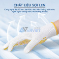 Găng tay sợi len phủ hạt nhựa chống trơn trượt cao cấp 50g, 60g, 70g T130, Loại 50g