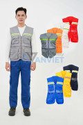 Áo gile kỹ sư phản quang 6 túi xuất khẩu chất liệu kaki phối lưới dày dặn AV39, Màu xanh tím than