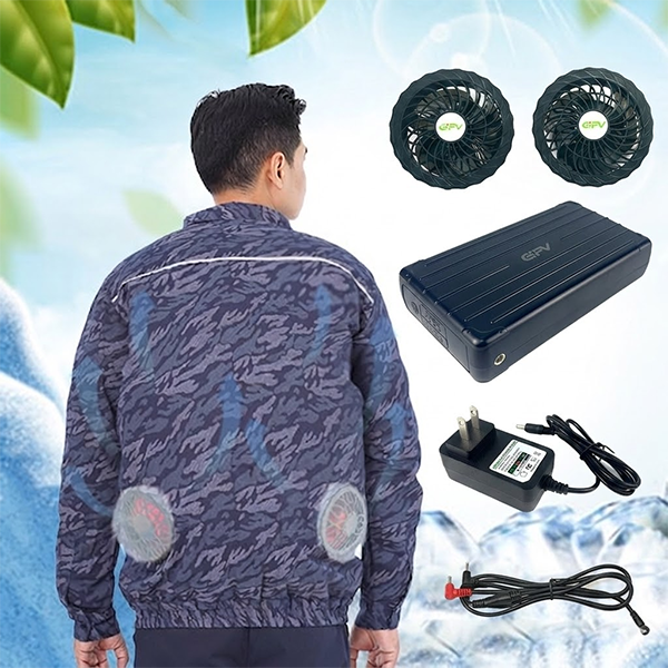 Áo điều hòa hai lớp cao cấp màu xanh loang có dải ghi phản quang Evinz AV11