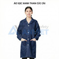 Áo choàng phòng sạch cúc cài chống bụi, chống tĩnh điện cho công nhân thực phẩm S103, Màu xanh - Size M