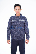 Áo điều hòa hai lớp cao cấp màu xanh loang có dải ghi phản quang Evinz AV11, Size M - Full bộ (áo + pin, quạt)