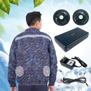 Áo điều hòa hai lớp cao cấp màu xanh loang có dải ghi phản quang Evinz AV11