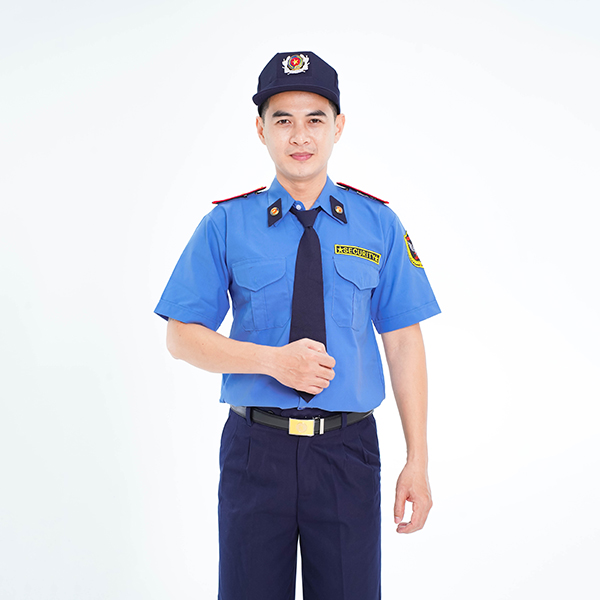 Áo bảo vệ ngắn tay dáng suông sơ vin vải kate silk màu xanh BH04A