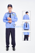 Quần áo bảo vệ dài tay bo đai cao cấp màu xanh, áo kate hàn và quần vải casmer BH01, Size 5 (L)