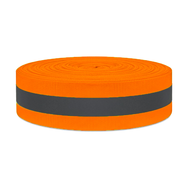 Dây phản quang vải màu cam khổ 5cm x 100m PQ02