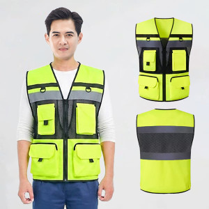 Áo gile phản quang AV82 nhiều túi thiết kế lưới thoáng mát, bền đẹp , Size XL