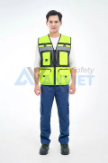 Áo gile phản quang AV82 nhiều túi thiết kế lưới thoáng mát, bền đẹp , Size XL