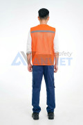 Áo gile phản quang cao cấp AV84 thiết kế 6 túi, khóa kéo chắc chắn, Màu cam - Size XL