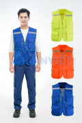 Áo gile phản quang cao cấp AV84 thiết kế 6 túi, khóa kéo chắc chắn, Màu cam - Size XL