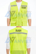 Áo gile phản quang cao cấp AV84 thiết kế 6 túi, khóa kéo chắc chắn, Màu cam - Size XL