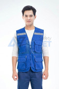Áo gile phản quang cao cấp AV84 thiết kế 6 túi, khóa kéo chắc chắn, Màu cam - Size XL
