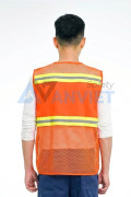 Áo gile phản quang lưới cao cấp AV83 thiết kế 2 túi, nhẹ, thoáng mát, Màu cam - Size XL