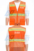 Áo gile phản quang lưới cao cấp AV83 thiết kế 2 túi, nhẹ, thoáng mát, Màu cam - Size XL