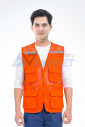 Áo gile phản quang lưới AV85 6 túi thiết kế thoáng khí, bền đẹp, Màu xanh dương - Size XL