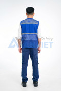 Áo gile phản quang lưới AV85 6 túi thiết kế thoáng khí, bền đẹp, Màu xanh dương - Size XL