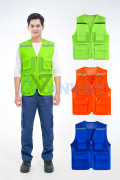 Áo gile phản quang lưới AV85 6 túi thiết kế thoáng khí, bền đẹp, Màu xanh dương - Size XL