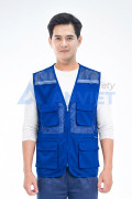 Áo gile phản quang lưới AV85 6 túi thiết kế thoáng khí, bền đẹp, Màu xanh dương - Size XL