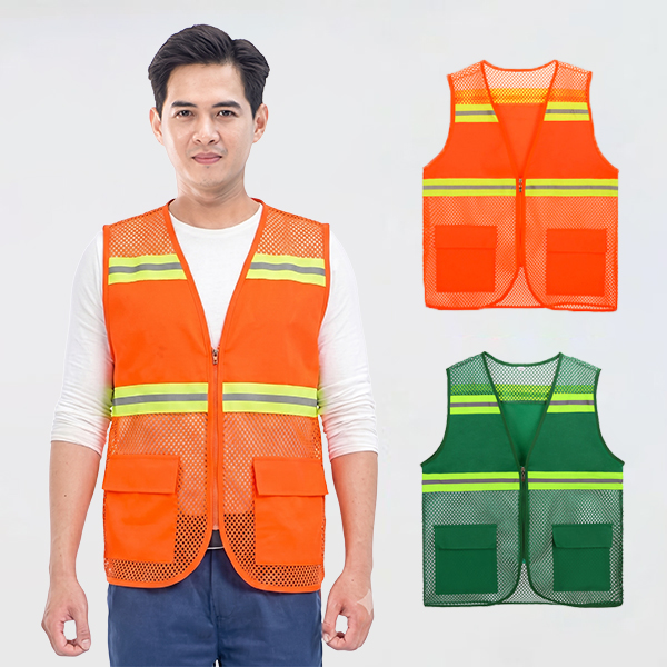 Áo gile phản quang lưới cao cấp AV83 thiết kế 2 túi, nhẹ, thoáng mát