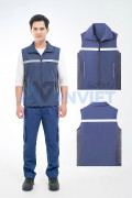 Áo gile phản quang AV86 cổ đứng cao cấp, phối lưới thoáng khí, khóa kéo tiện lợi, Size XL