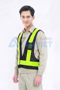 Áo lưới phản quang chữ A cho công nhân, kỹ sư AV66, Màu đen