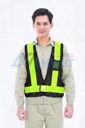 Áo lưới phản quang chữ A cho công nhân, kỹ sư AV66, Màu đen