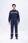 Quần áo bảo hộ lao động Evinz AV89 màu xanh đậm phối phản quang, bền đẹp, Size L - Vải kaki liên doanh