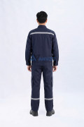 Quần áo bảo hộ lao động Evinz AV89 màu xanh đậm phối phản quang, bền đẹp, Size L - Vải kaki liên doanh