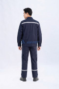 Quần áo bảo hộ lao động Evinz AV89 màu xanh đậm phối phản quang, bền đẹp, Size L - Vải kaki liên doanh