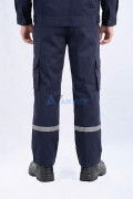 Quần áo bảo hộ lao động Evinz AV89 màu xanh đậm phối phản quang, bền đẹp, Size L - Vải kaki liên doanh
