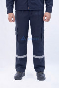Quần áo bảo hộ lao động Evinz AV89 màu xanh đậm phối phản quang, bền đẹp, Size L - Vải kaki liên doanh