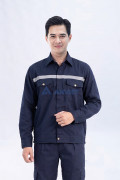 Quần áo bảo hộ lao động Evinz AV89 màu xanh đậm phối phản quang, bền đẹp, Size L - Vải kaki liên doanh